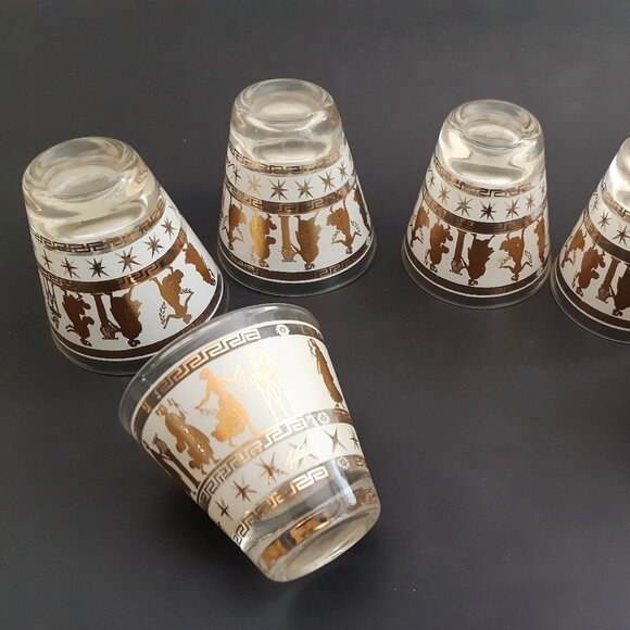 VTG Mid Century Set of 6 Lowball Whisky Glasses Tapered Aldon Goddess Starburst - Picture 14 of 15